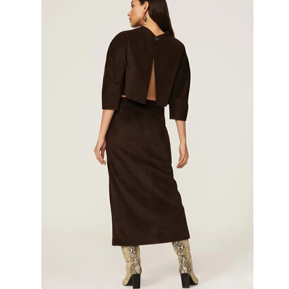 Proenza Schouler Dress Brushed Viscose Cutout Front Slit Maxi Brown Size 0 - Picture 3 of 8